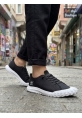 AHN0248 AHN Siyah Beyaz Taban Esnek Bağcıklı Ultra Hafif Nefes Alan Sneaker Ayakkabı