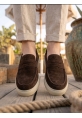 AHN0251 %100 İçi Dışı Hakiki Deri Erkek Kahverengi Süet Casual Loafer Kauçuk Rahat Taban Dikişli Ayakkabı