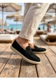 AHN0251 %100 İçi Dışı Hakiki Deri Erkek Siyah Süet Casual Loafer Kauçuk Rahat Taban Dikişli Ayakkabı