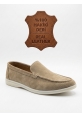 AHN0252 %100 İçi Dışı Hakiki Deri Erkek Krem Süet Casual Loafer Termo Taban Ayakkabı