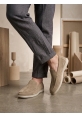 AHN0252 %100 İçi Dışı Hakiki Deri Erkek Krem Süet Casual Loafer Termo Taban Ayakkabı