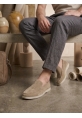 AHN0252 %100 İçi Dışı Hakiki Deri Erkek Krem Süet Casual Loafer Termo Taban Ayakkabı