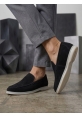 AHN0252 %100 İçi Dışı Hakiki Deri Erkek Siyah Süet Casual Loafer Termo Taban Ayakkabı