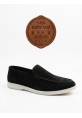 AHN0252 %100 İçi Dışı Hakiki Deri Erkek Siyah Süet Casual Loafer Termo Taban Ayakkabı
