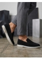 AHN0252 %100 İçi Dışı Hakiki Deri Erkek Siyah Süet Casual Loafer Termo Taban Ayakkabı