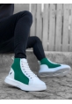 AHN0256 Bağcıklı Erkek Yüksek Taban Beyaz Yeşil Taban Spor Bot