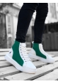 AHN0256 Bağcıklı Erkek Yüksek Taban Beyaz Yeşil Taban Spor Bot