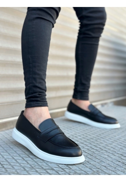 AHN0316 Bağcıksız Yüksek Beyaz Taban Klasik Cilt Corcik Erkek Ayakkabı
