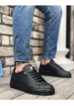 AHN0323 AHN Kalın Tırtık Yüksek Siyah Taban Siyah Bağcıklı Spor Erkek Ayakkabı