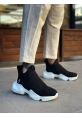 AHN0401 Bağcıksız Rahat Yüksek Taban Siyah Süet Erkek Spor Yarım Bilek Bot