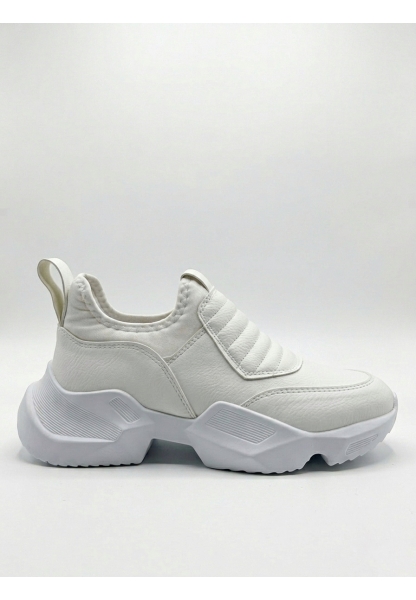 AHN0402 Bağcıksız Rahat Yüksek Taban Beyaz Erkek Spor Yarım Bilek Bot