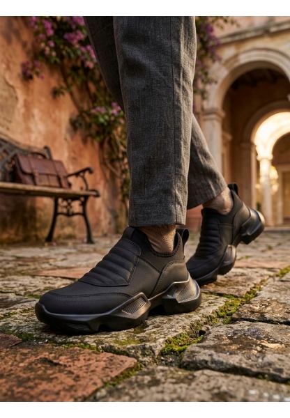 AHN0402 Bağcıksız Rahat Yüksek Taban Erkek Spor Yarım Bilek Bot