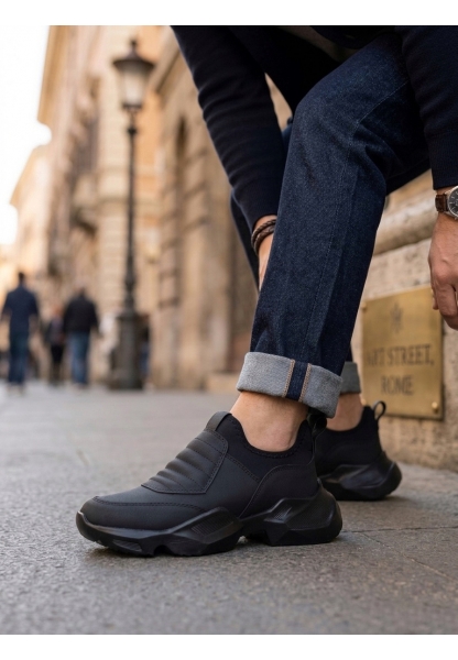 AHN0402 Bağcıksız Rahat Yüksek Taban Erkek Spor Yarım Bilek Bot