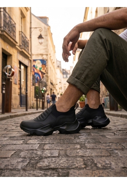 AHN0402 Bağcıksız Rahat Yüksek Taban Erkek Spor Yarım Bilek Bot