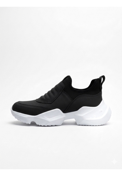 AHN0402 Bağcıksız Rahat Yüksek Taban Siyah Erkek Spor Yarım Bilek Bot