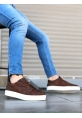 AHN0549 Bağcıklı Taba Ekose Beyaz Taban Spor Klasik Erkek Ayakkabı