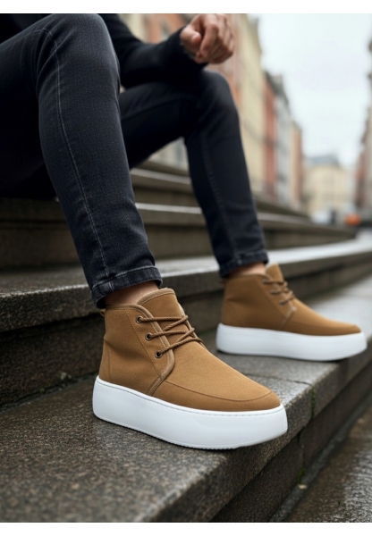 AHN0550 İçi Kürklü Bağcıklı Taba Erkek Tarz Spor Bot