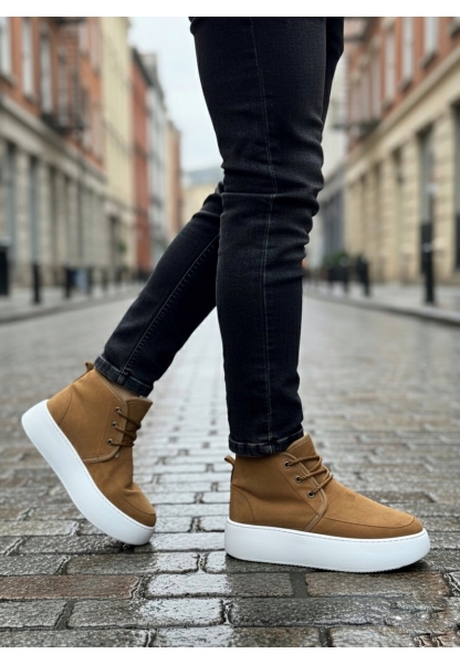 AHN0550 İçi Kürklü Bağcıklı Taba Erkek Tarz Spor Bot