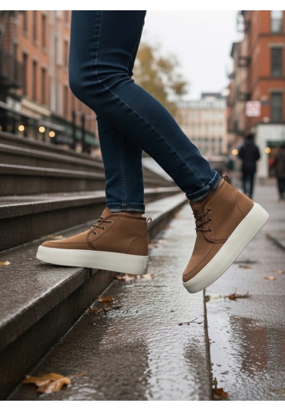 AHN0550 İçi Kürklü Bağcıklı Taba Krem Taban Erkek Tarz Spor Bot