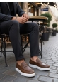 AHN0580 Bağcıksız Kuşaklı Yüksek Taban Taba Cilt Erkek Ayakkabı