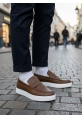 AHN0580 Bağcıksız Kuşaklı Yüksek Taban Taba Cilt Erkek Ayakkabı