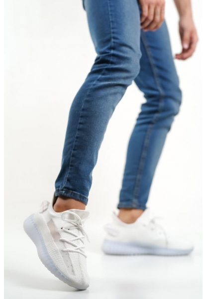AHN0591 Tarz Sneakers Ithal Beyaz Triko Rahat Taban Spor Ayakkabısı