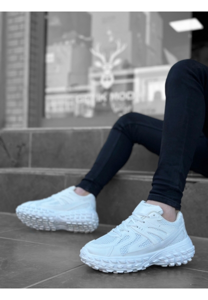 AHN0592 Tarz Sneakers Ithal Beyaz Fileli Rahat Taban Spor Ayakkabısı