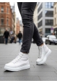 AHN0713 Bağcıklı Beyaz Yüksek Taban Erkek Tarz Spor Bot