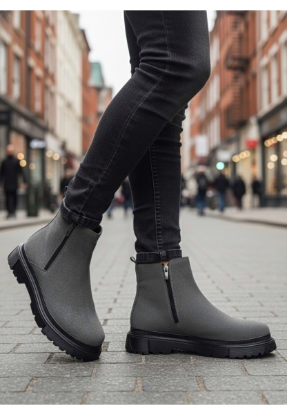 AHN0777 Süet Füme Çift Fermuarlı Erkek Yarım Bilek Bot