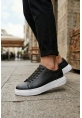 BLF-010 Erkek Sneaker Günlük Casual Spor Ayakkabı Siyah Beyaz Taban 