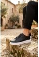 BLF-010 Erkek Sneaker Günlük Casual Spor Ayakkabı Siyah Beyaz Taban 