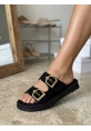 Yazlık Kadın Siyah İnce Taban Tokalı Terlik