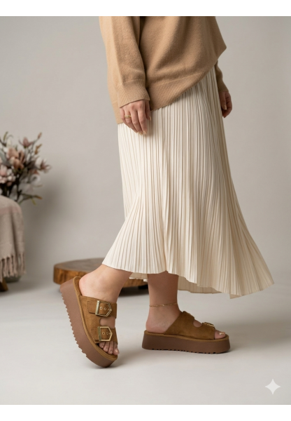 Yazlık Kadın Taba Platform Taban Tokalı Terlik