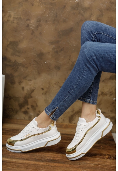 AHN041 CBT Renaissance Kadın Ayakkabı BEYAZ/ALTIN