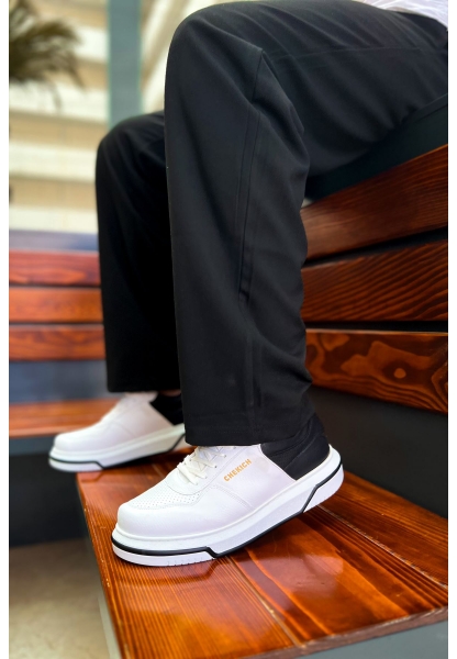 Swank Beyaz Taban Erkek Ayakkabı BEYAZ / SİYAH