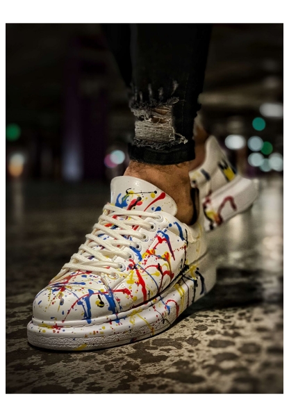  AHN254 BT Erkek Ayakkabı 414 SİYAH / MAVİ PÜSKÜRTME