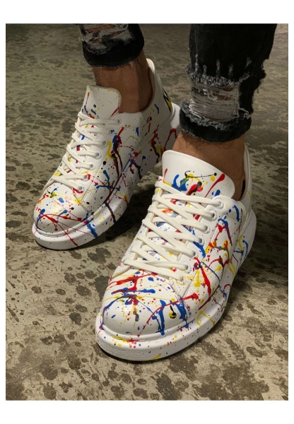  AHN254 BT Erkek Ayakkabı 414 SİYAH / MAVİ PÜSKÜRTME