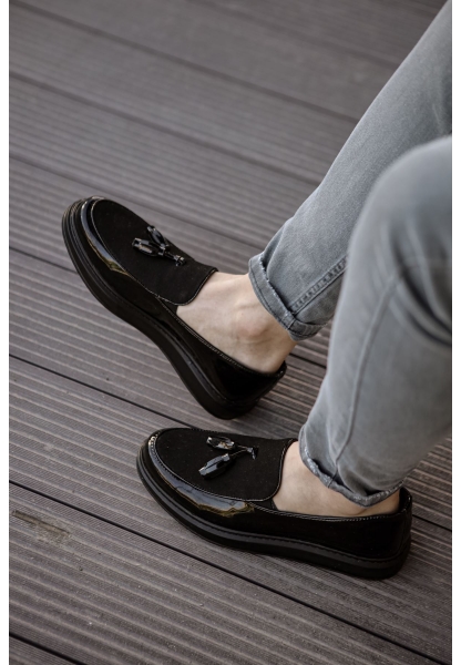 MN002 - RST Loafer Verniciata Erkek Ayakkabı SIYAH