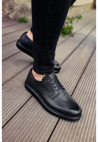 MN003 - DST Classica Pelle Di Cuoio Erkek Ayakkabı SIYAH