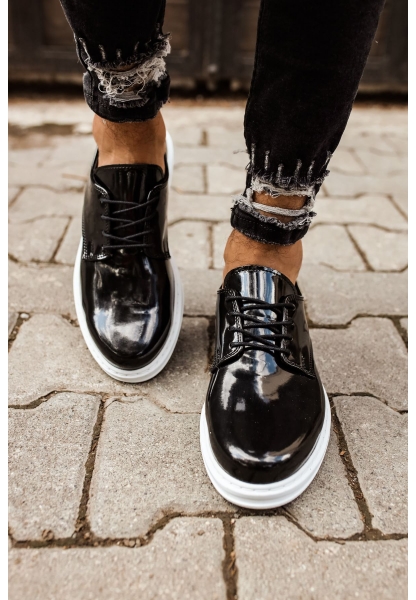 MN003 - RBT Pelle Verniciata Classica Erkek Ayakkabı SIYAH