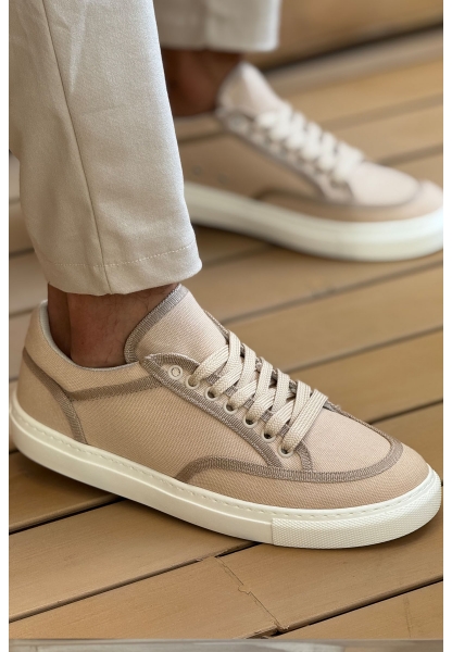 MN2505 - Keten Erkek Ayakkabı BEJ/BEJ