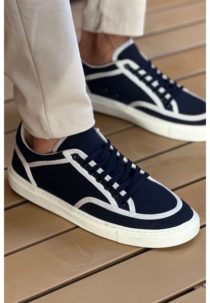 MN2505 - Keten Erkek Ayakkabı Lacivert Beyaz