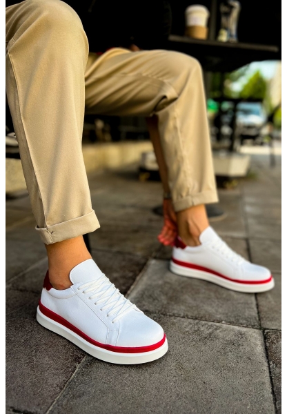 MN979 - Santoni GBT Spor Erkek Ayakkabı BEYAZ/KIRMIZI