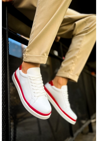 MN979 - Santoni GBT Spor Erkek Ayakkabı BEYAZ/KIRMIZI