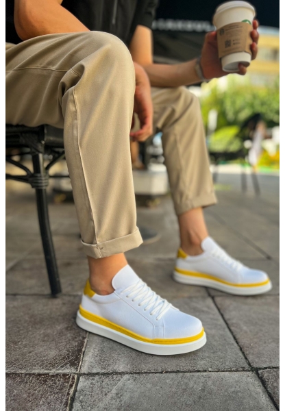 MN979 - Santoni GBT Spor Erkek Ayakkabı BEYAZ/SARI
