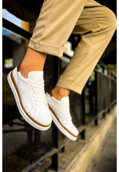 MN979 - Santoni GBT Spor Erkek Ayakkabı BEYAZ/TABA