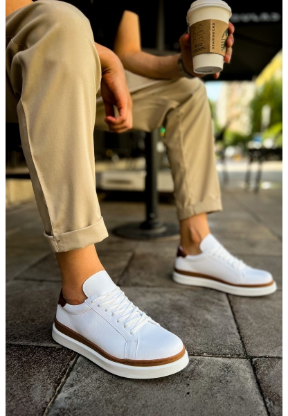 MN979 - Santoni GBT Spor Erkek Ayakkabı BEYAZ/TABA