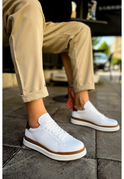 MN979 - Santoni GBT Spor Erkek Ayakkabı BEYAZ/TABA