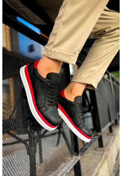 MN979 - Santoni GBT Spor Erkek Ayakkabı SIYAH/KIRMIZI