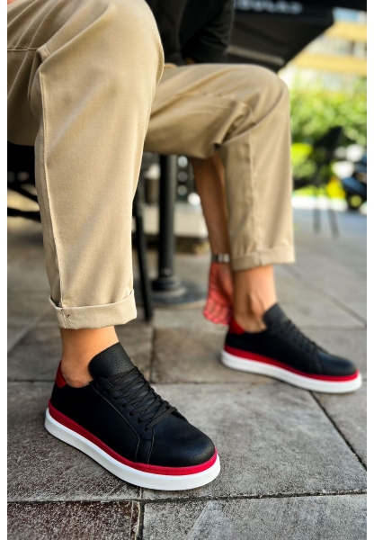 MN979 - Santoni GBT Spor Erkek Ayakkabı SIYAH/KIRMIZI